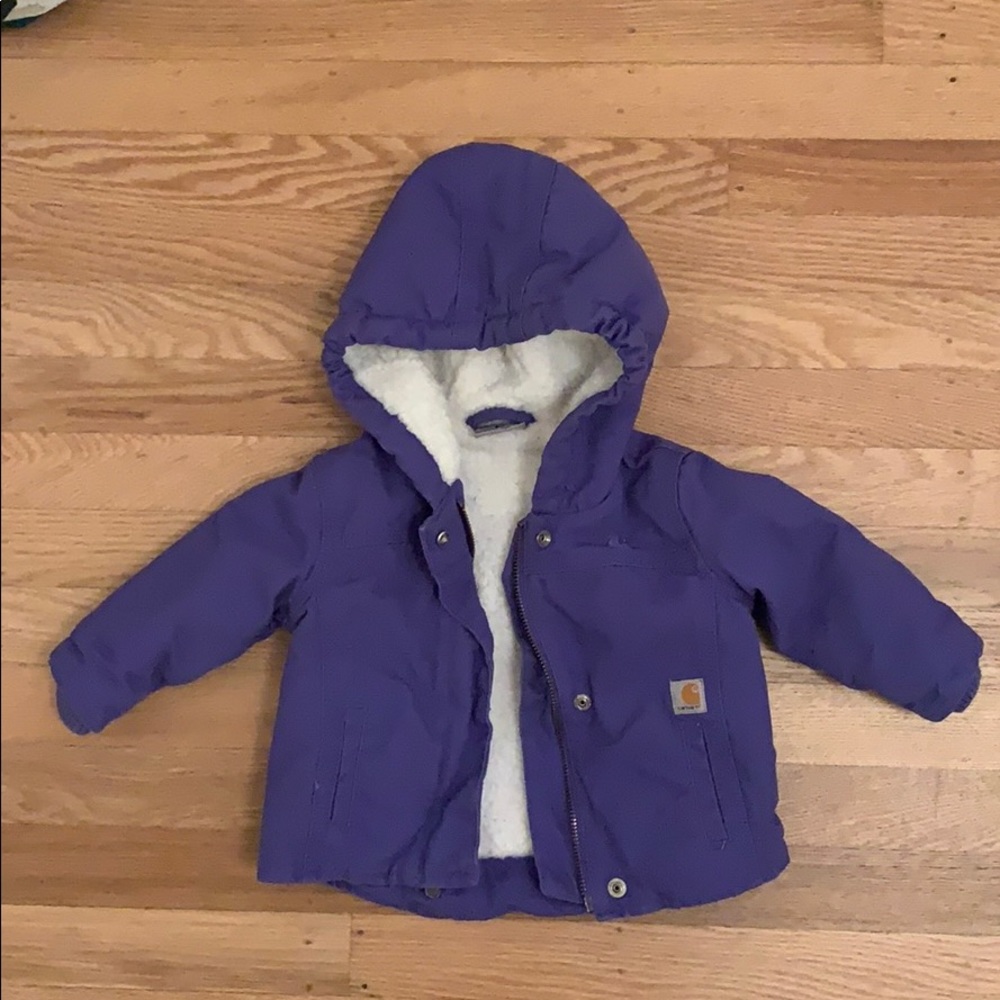 Carhartt purple sherpa-lined coat size 6 months